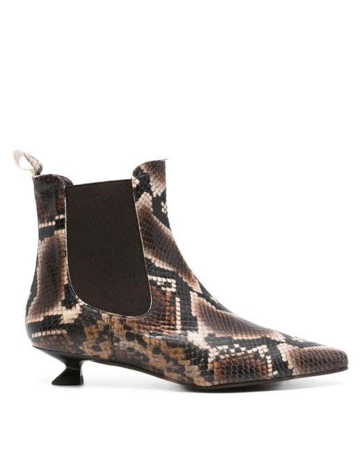Pedro Miralles Brown Snakeskin Pointed-Toe Boots
