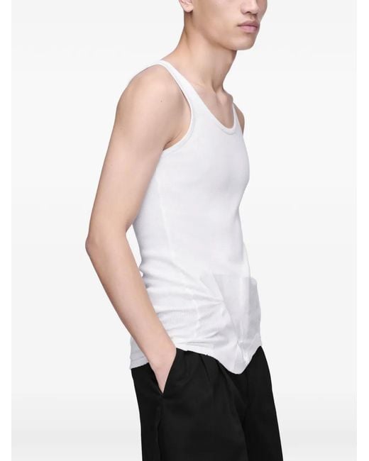 Maison Margiela White Taped Cotton Tank Top for men
