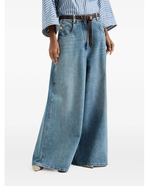 Brunello Cucinelli Blue Wide-Leg Jeans