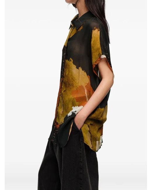 Bimba Y Lola Blue Blot Shirt With Flowing Sleeves