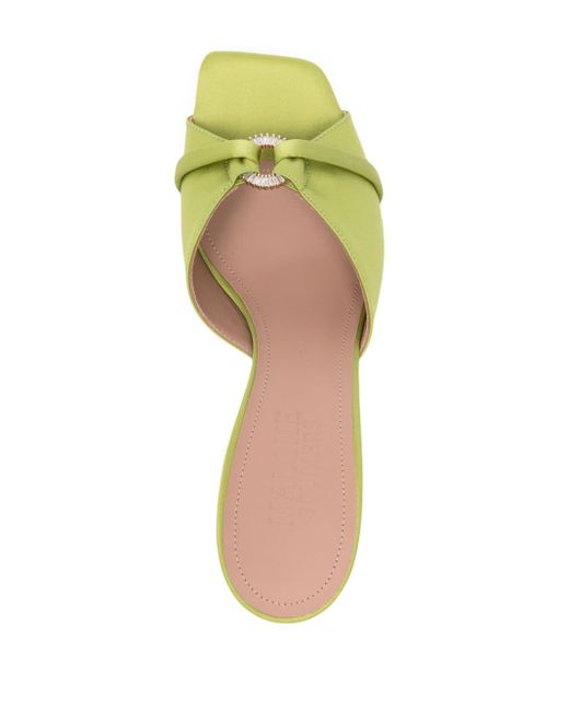 Malone Souliers Yellow Patricia Mules aus Satin 70mm