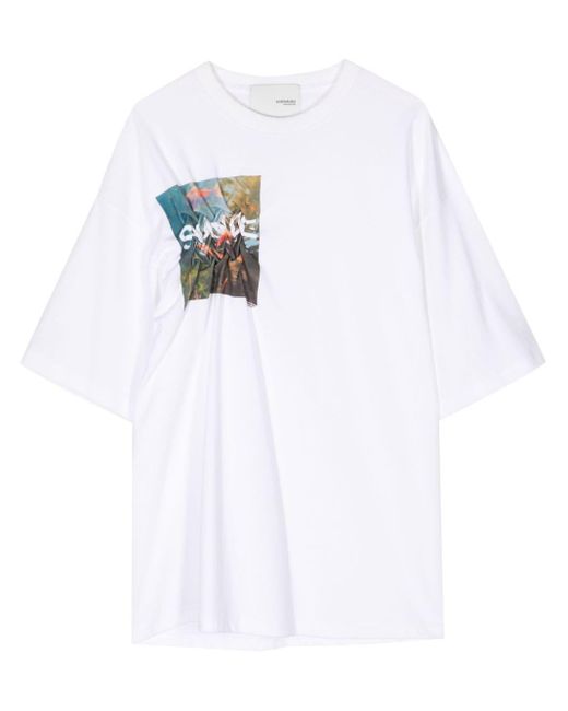 Yoshio Kubo White Carp Crash Cotton T-shirt for men