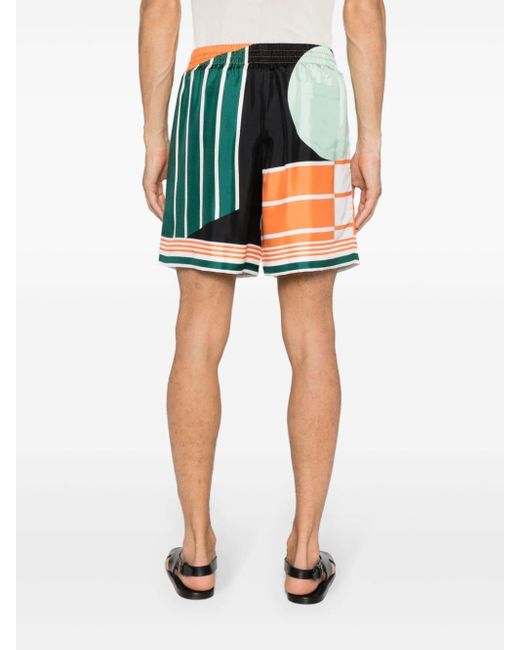 Casablancabrand Green Court Abstract-print Shorts for men