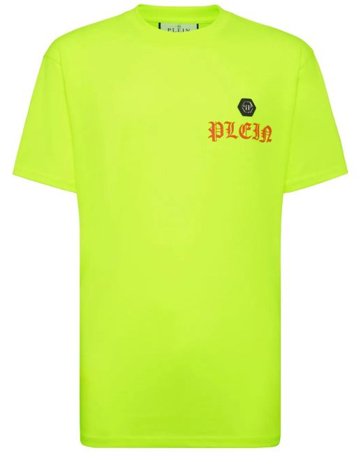 Philipp Plein Green Logo-Print Round-Neck T-Shirt for men