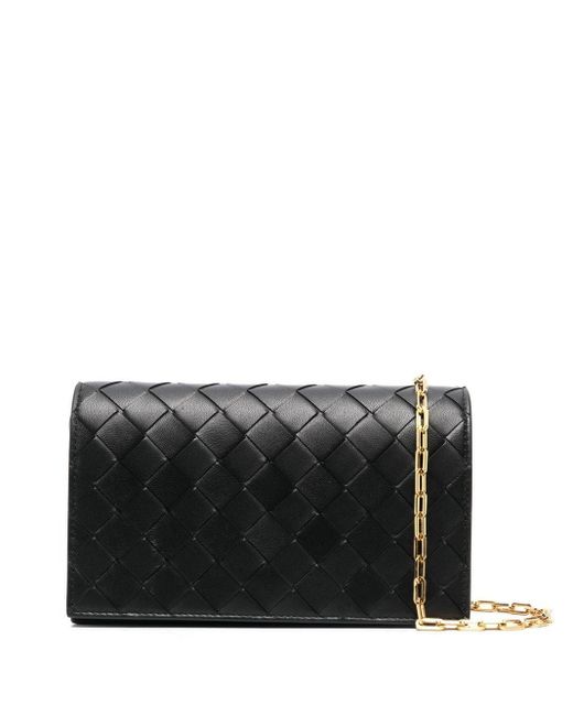 Bottega Veneta Black Intrecciato Mini Bag On Chain - Women's - Calf Leather
