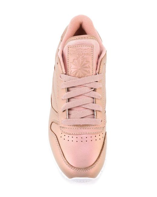 Reebok Pink Classic Leather Pearlized Sneakers