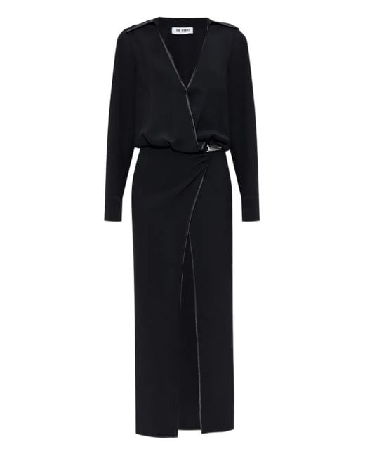 The Attico Black Wrap-Front Split Maxi Dress