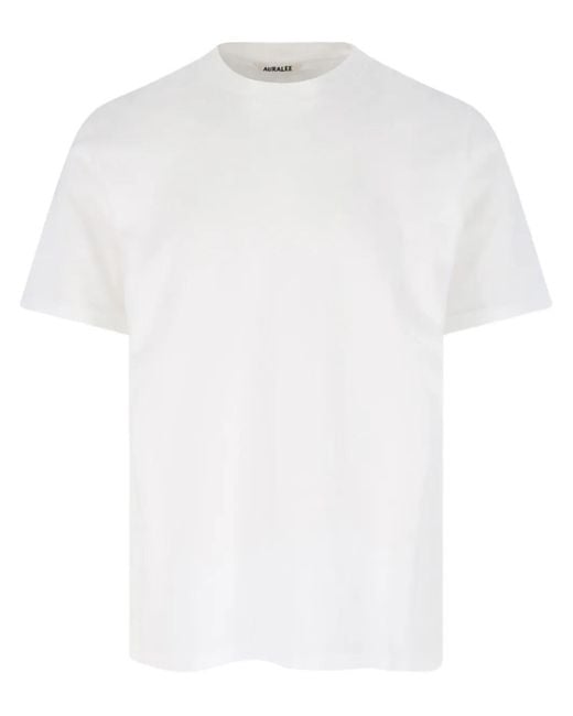 Auralee White Cotton T-Shirt for men