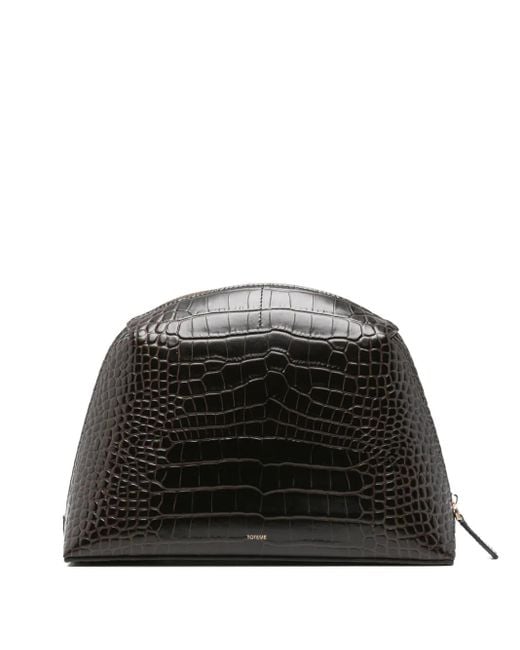 Totême Black Medium Croco-Embossed Clutch Bag