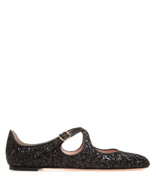 Bally Black Rina Glitter-embellished Ballerina Shoes