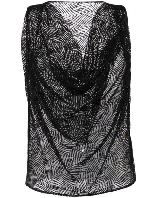 Saiid Kobeisy Black Lace Draped Top