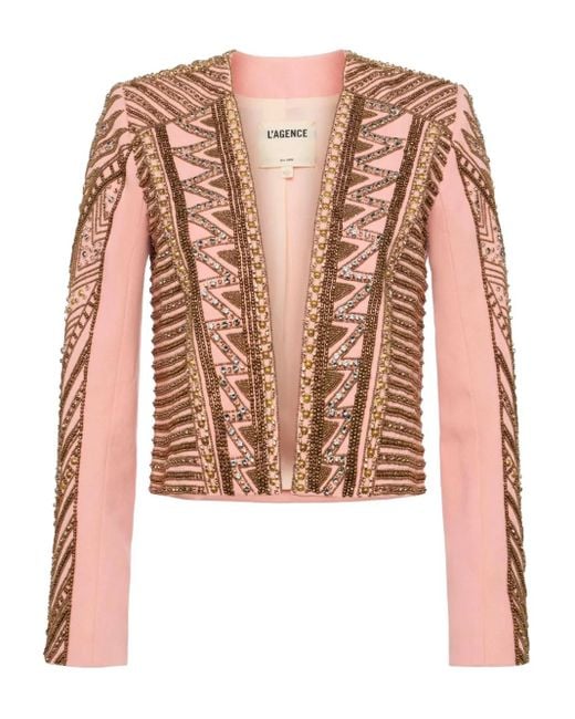L'Agence Pink Blossom Beaded Jacket