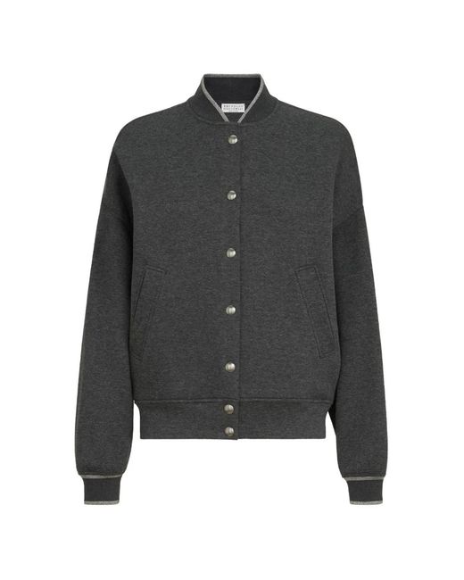 Brunello Cucinelli Black Techno Cotton And Cashmere Interlock Bomber Jacket
