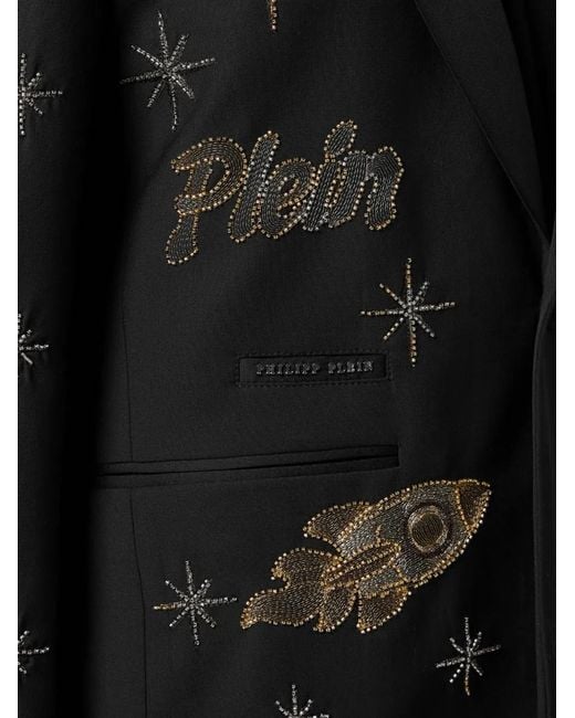 Philipp Plein Black Bead-Embellished Blazer for men