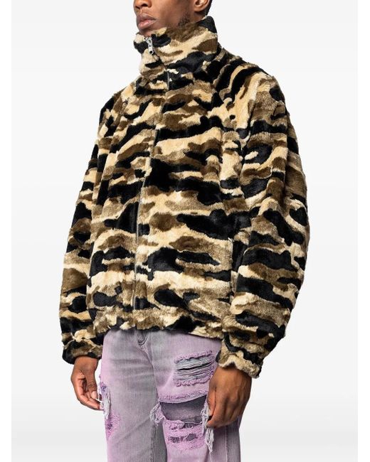 PDF CHANNEL Black Camouflage-Print Turtleneck Jacket for men