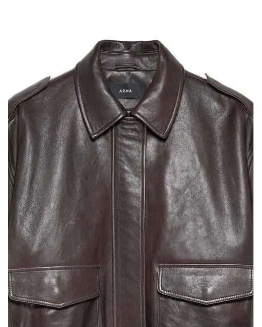 Arma Brown Astra Flap-Pocket Zip-Up Jacket