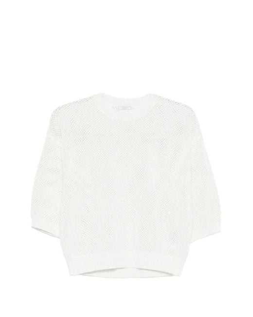 Peserico Women's White Open-Knit Sweater