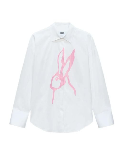 MSGM Rabbit-print Shirt White