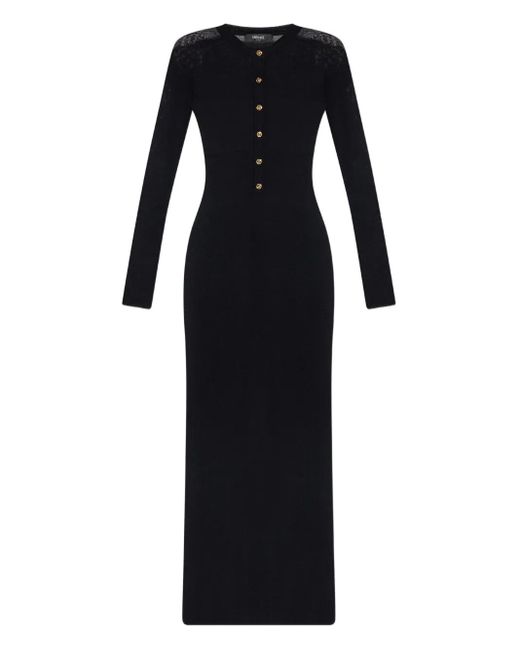 Versace Midi-Jurk Met Kanten Vlakken En Knopen in het Black