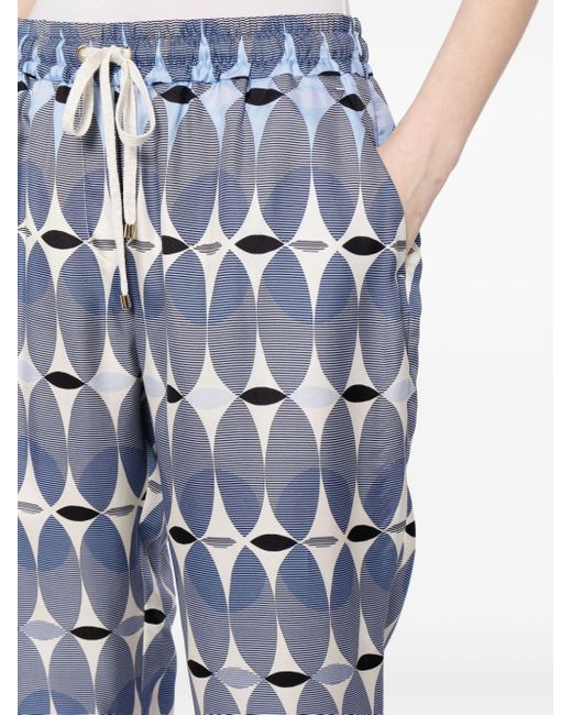 Pantalon imprimé à taille élastiquée Lorena Antoniazzi en coloris Blue