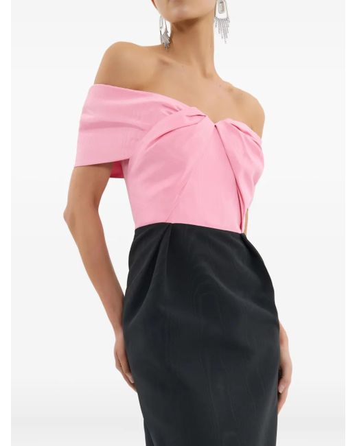 Rebecca Vallance Pink Amaro Off-Shoulder Maxi Dress