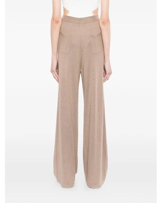 N.Peal Cashmere Natural Knitted Wide-Leg Trousers