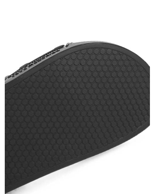 Moschino Black Heart-Motif Slides