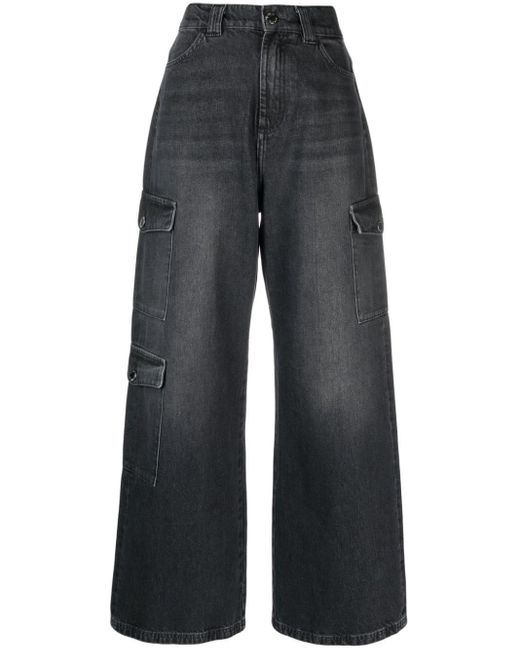 Pinko Blue Wide-leg Denim Cargo Jeans