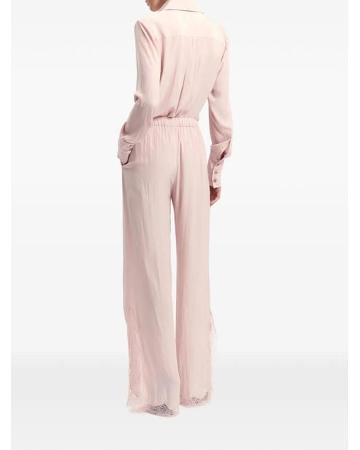 16Arlington Pink Ricci Lace-Trim Trousers