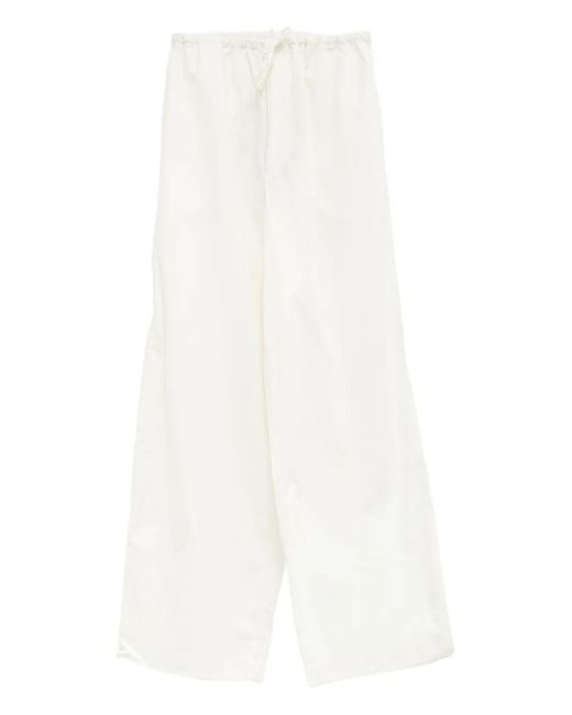 Baserange White Drawstring Straight Trousers