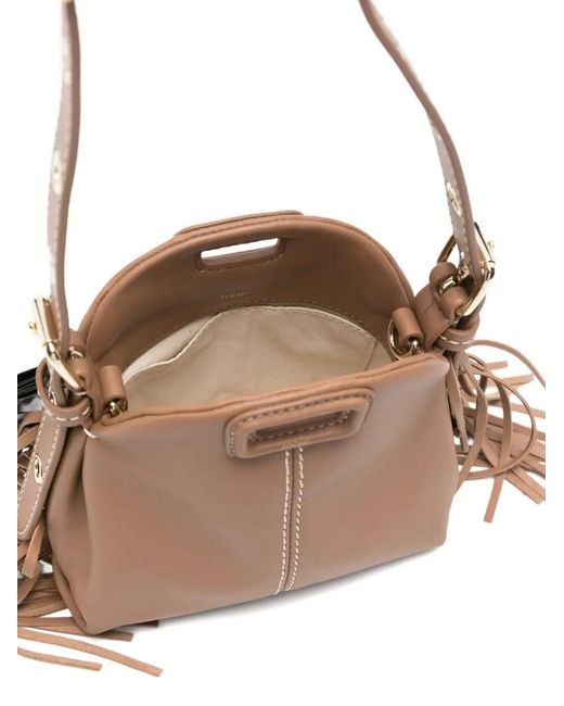Maje Natural Fringed Leather Mini Bag