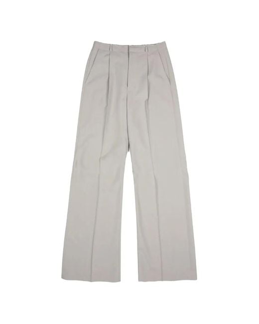 MM6 by Maison Margiela White Pleated Wide-Leg Trousers