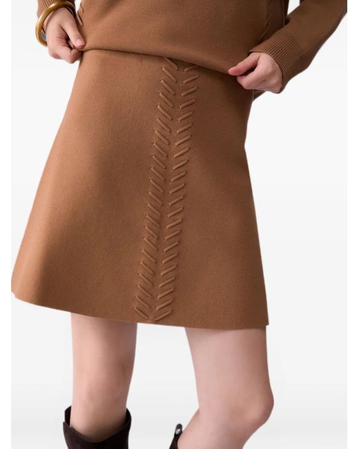Liu Jo Natural Knit Mini Skirt With Braided Details