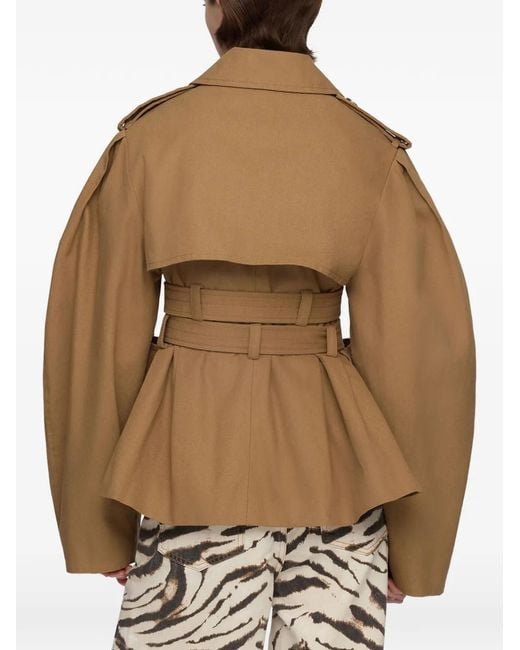 Ganni Natural Veste Ceinturée À Manches Bouffantes