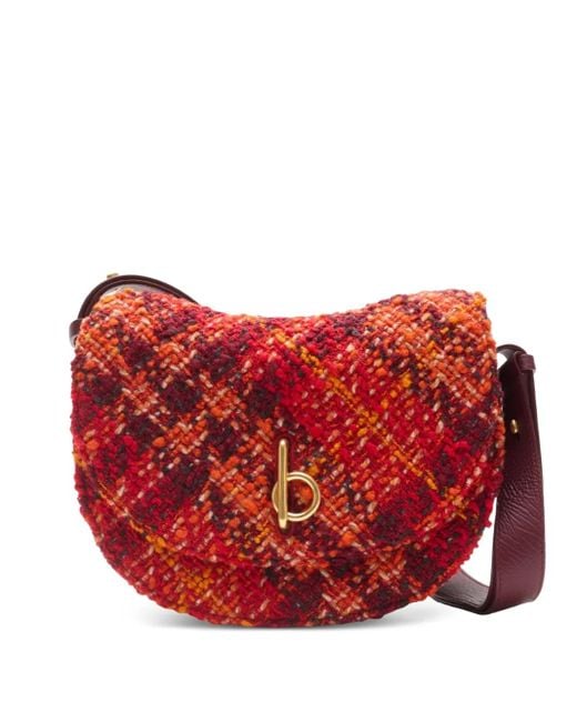 Burberry Red Medium Rocking Horse Tweed Cross Body Bag