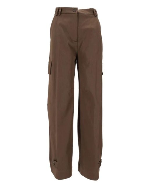 P.A.R.O.S.H. Brown Cargo Button Trousers