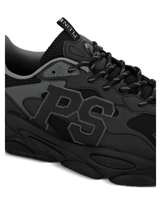Philipp Plein Black Lo-Top Logo-Patch Sneakers