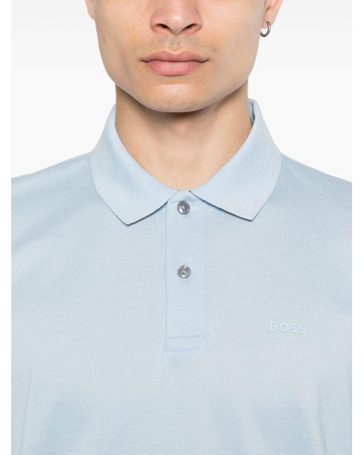 Boss Poloshirt mit Logo-Stickerei in Blue für Herren
