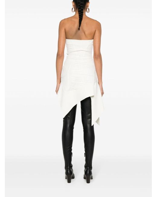 Mugler White Asymmetric Bustier Mini Dress