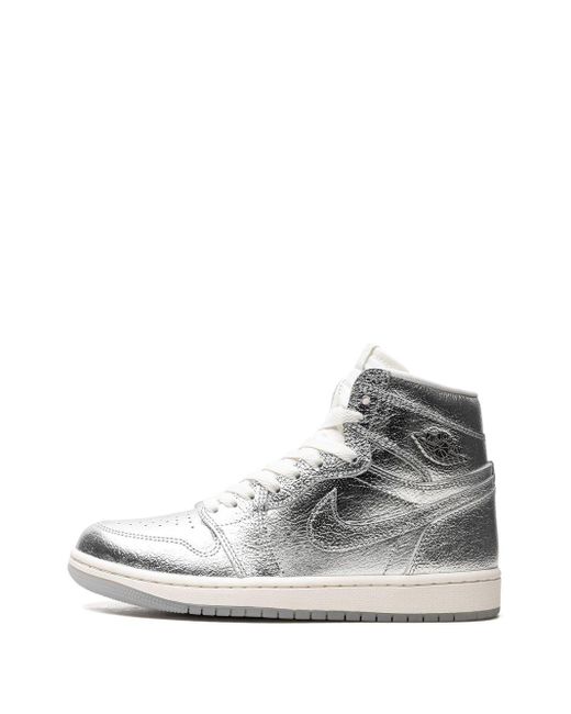 Nike Gray Air 1 High Og "metallic Silver" Sneakers