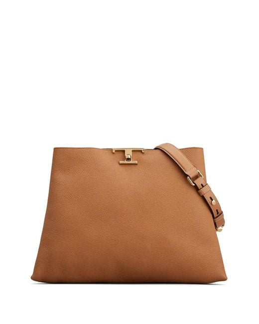 Tod's Brown Medium T Timeless Leather Tote Bag