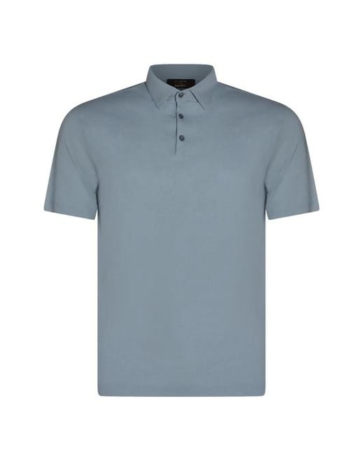 Zanone Blue Buttoned Polo Shirt for men