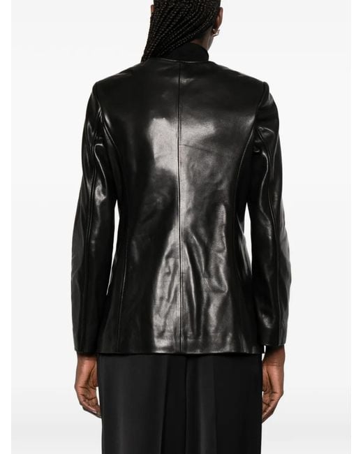 Nour Hammour Black Maud Lederjacke mit Knöpfen