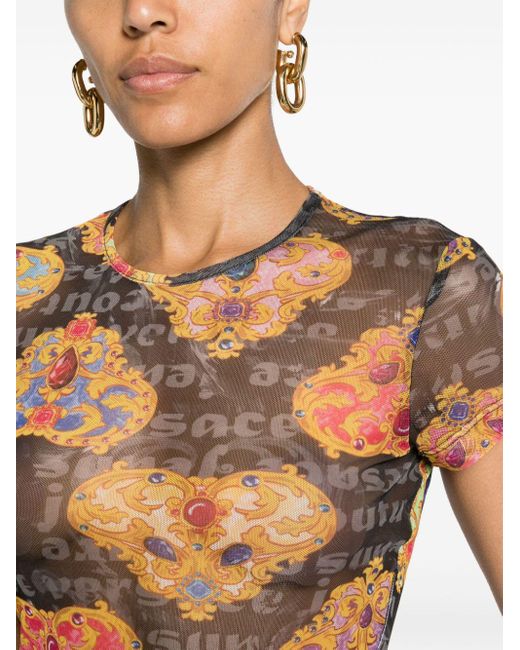 Versace Multicolor Heart Couture Print T-shirt