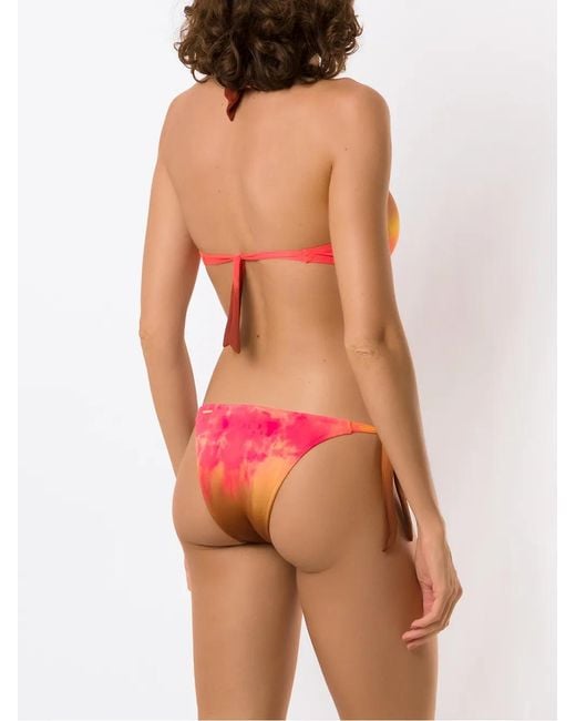 Amir Slama Red Tie Dye Bow-Detai Bikini Set