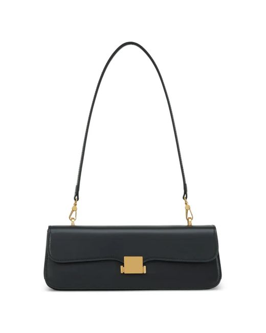 POTAMY White Flap Top Leather Shoulder Bag