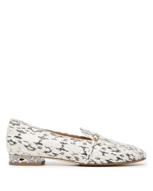JENNIFER CHAMANDI White Snakeskin Print Loafers