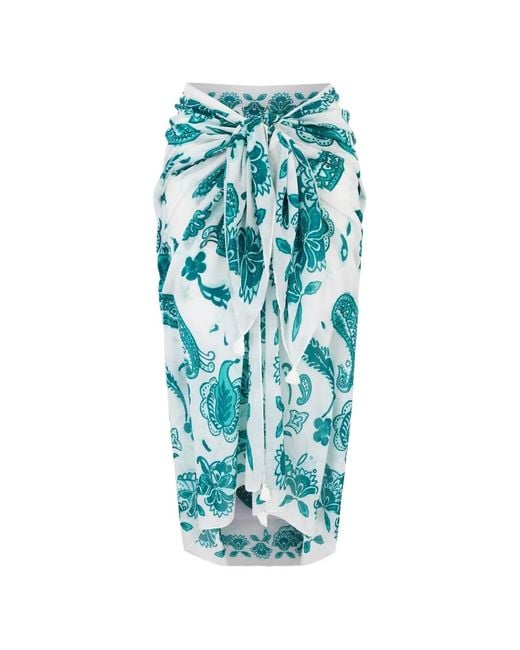 Heidi Klein Blue Kos Sarong Paisley-Print