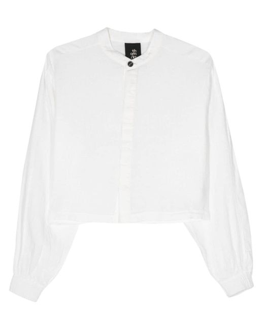 Thom Krom White Linen Cropped Shirt