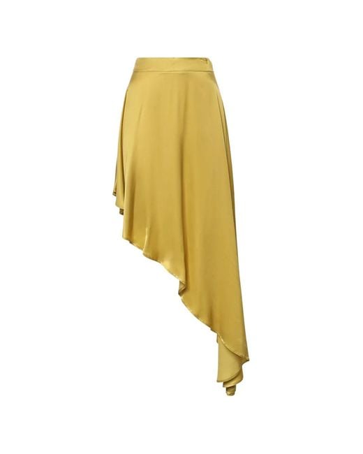 Nineminutes Yellow Asymmetric High-Waisted Skirt